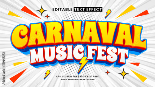 Carnaval music fest text effect. Retro and vintage editable text effect style