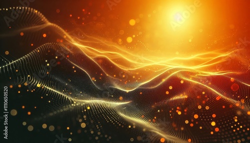 An Artistic Representation of Abstract Flowing Light waves in Warm Tones and Hues
