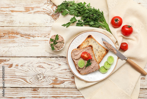 Plate with tasty pate, toas...