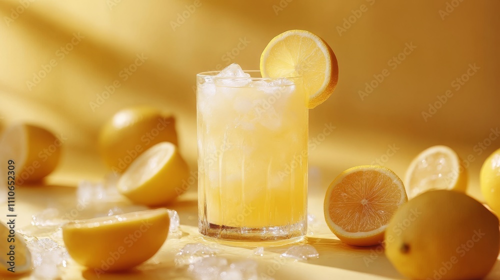 Refreshing Iced Lemonade Drink with Lemons Refreshing Iced Lemonade Drink with Lemons