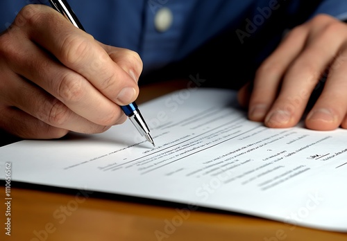 Person signing important document with pen