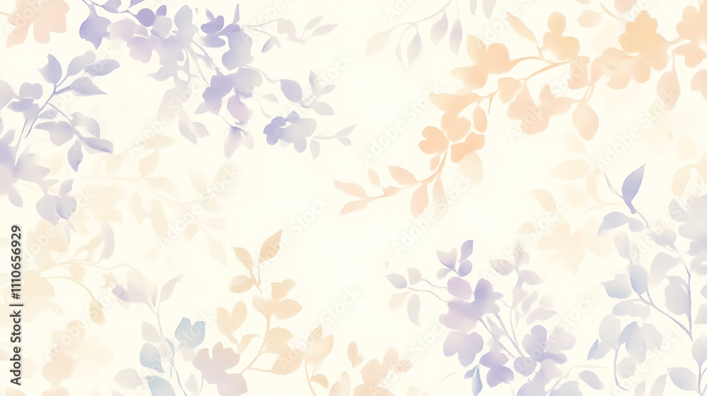 custom made wallpaper toronto digitalVintage Floral Wallpaper in Soft Pastels | Lavender, Peach, and Blue Flowers with Watercolor Effect