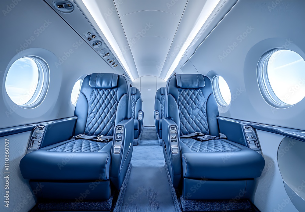Obraz premium Luxurious Private Jet Cabin Interior Seating