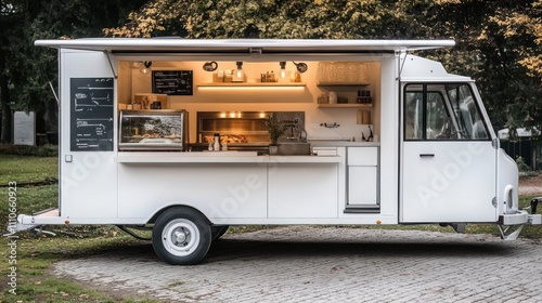 Modern Minimalist Food Truck in Park Setting