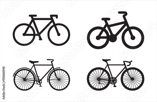 Bicycle silhouette vector set illustration