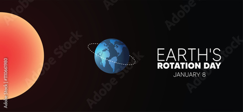 earth's rotation day 8 January space vector poster