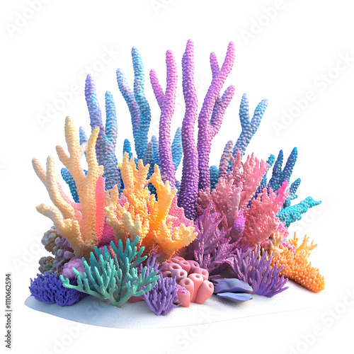Fototapeta Naklejka Na Ścianę i Meble -  Vibrant coral reef ecosystem flourishing with diverse marine life on a transparent background, showcasing the beauty of underwater nature