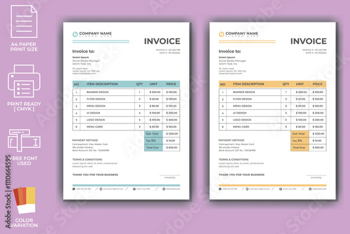 Modern Corporate Invoice Template Design