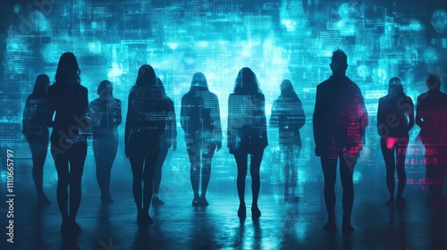 Advocacy for Cyberbullying and Harassment Awareness in Digital Age with Silhouettes