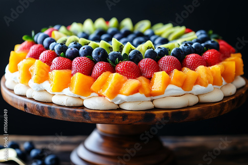 cake with berries and cream