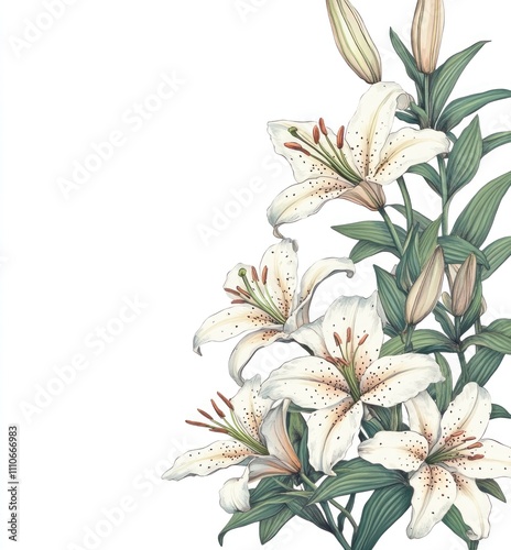 Elegant white lilies corner arrangement. photo