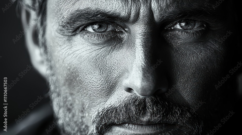 A striking black and white portrait captures the intense gaze and textured features, exemplifying depth and emotion in human expression through photography. A striking black and white portrait captures the intense gaze and textured features, exemplifying depth and emotion in human expression through photography.
