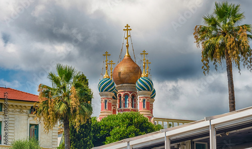 Bild auf Leinwand Church of Christ the Savior, Orthodox church in Sanremo, Italy