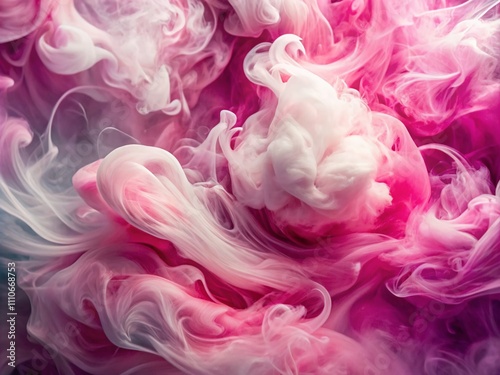 Close-Up Swirling Pink and White Smoke Background for Artistic and Abstract Designs, Perfect for Use in Digital Art, Wallpapers, and Creative Projects