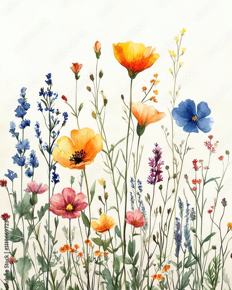 Fototapeta premium Vibrant wildflowers in a beautiful arrangement.