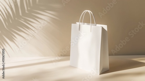 A customizable shopping bag mockup placed on a plain background with soft shadows.