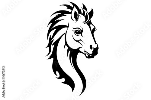 Horse head minimalistic vector svg. Abstract texture pattern black outline icon