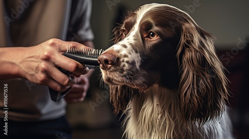 A photo of a groomer using a dematting tool photo