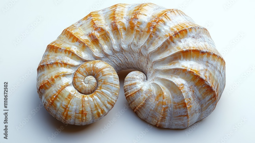 A beautifully detailed nautilus shell showcasing its spiral structure and vibrant colors.