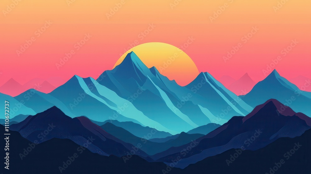 Obraz premium Serene sunrise over mountain peaks captivating nature photography in vibrant colors