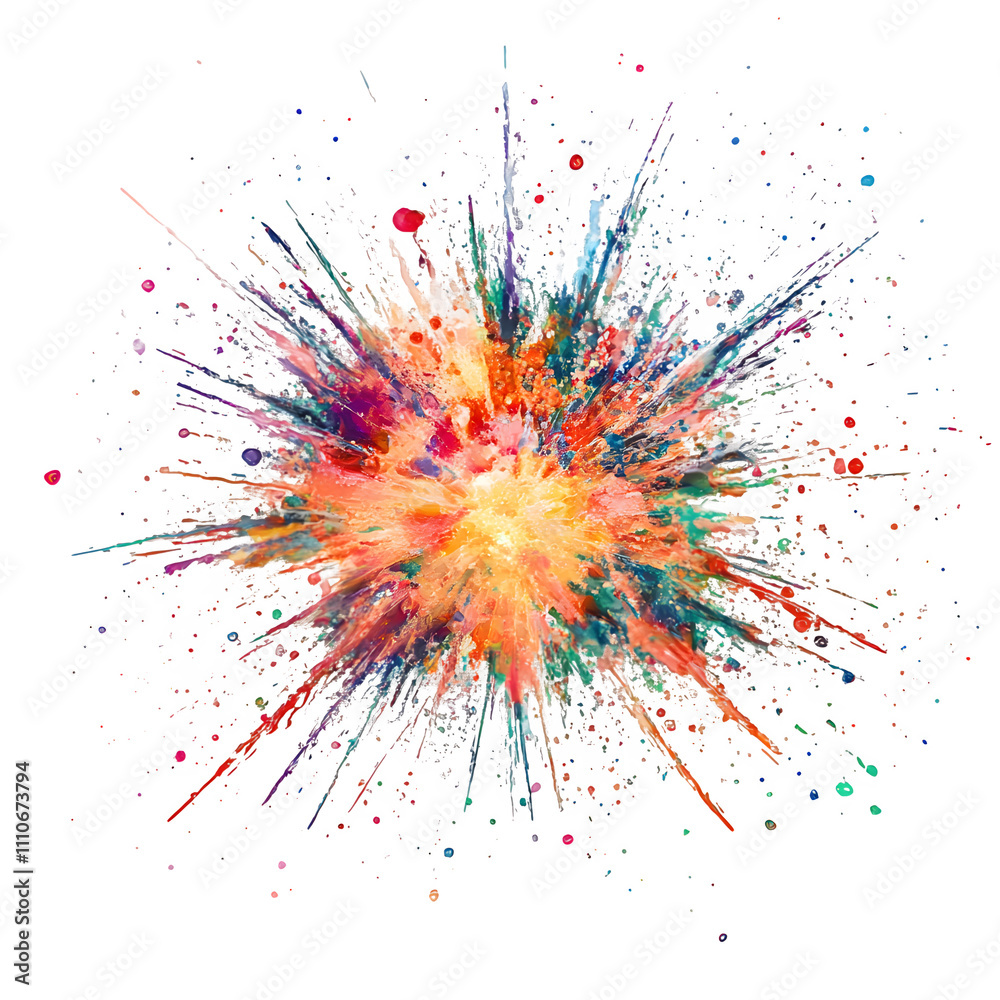 Vibrant burst of colorful paint splashing against a clear backdrop, producing a lively and dynamic visual impact Vibrant burst of colorful paint splashing against a clear backdrop, producing a lively and dynamic visual impact
