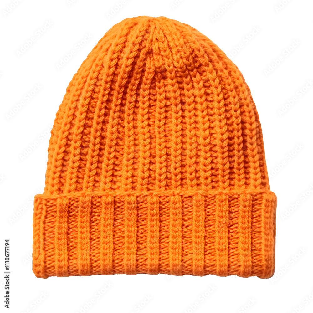 Fototapeta premium Keep warm and stylish this winter with a cozy orange beanie, ideal for cold weather