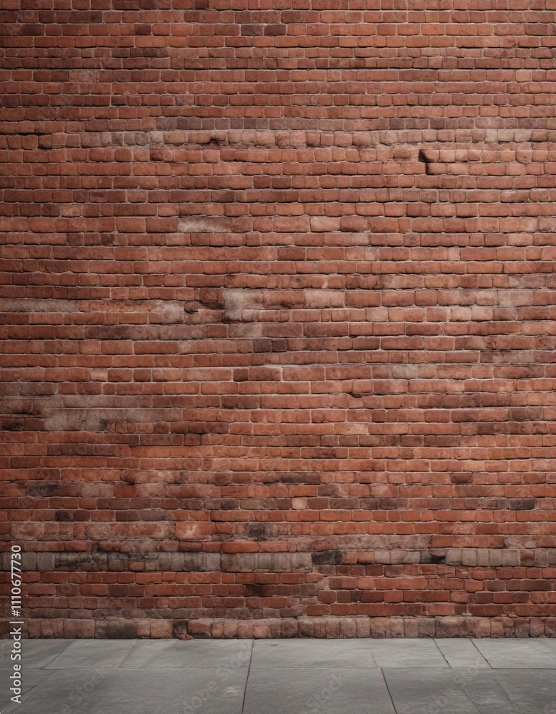 Fototapeta premium Aged red brick facade with visible mortar lines, industrial, weather-beaten