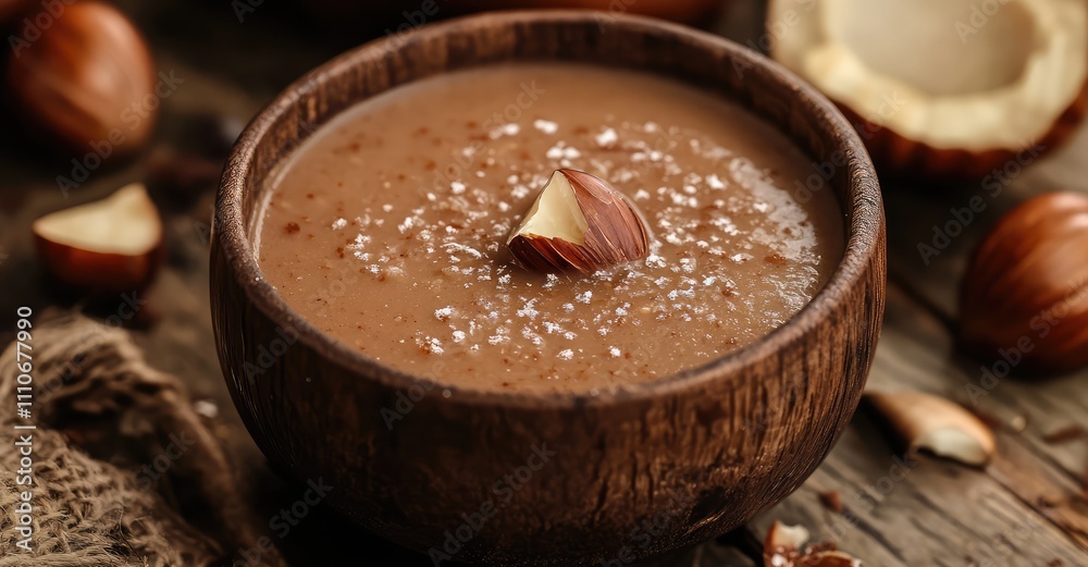 Chestnut Soup. AI generated illustration. Chestnut Soup. AI generated illustration.