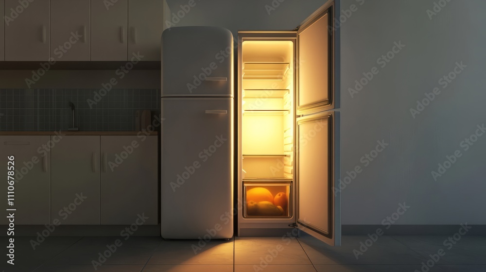 an empty open Refrigerator an empty open Refrigerator