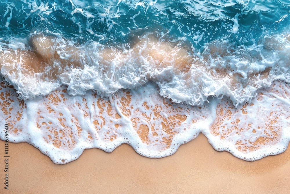 Obraz premium Golden Waves Caressing Sandy Shoreline