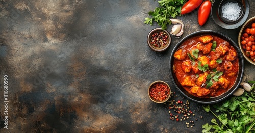 Wallpaper Mural Chicken Tikka Masala - Traditional Indian Dish. AI generated illustration. Torontodigital.ca