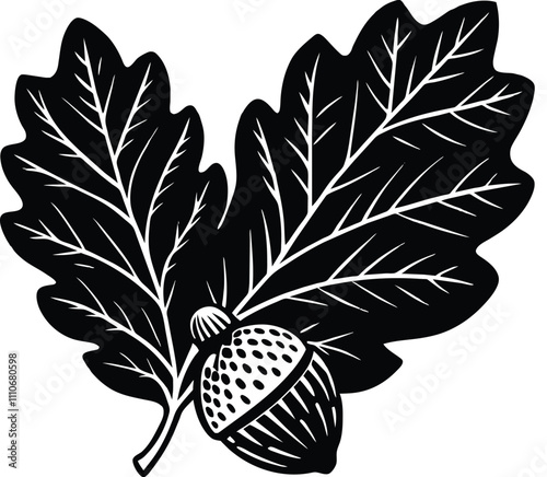 Oak Leaves and Acorn Silhouette Vector