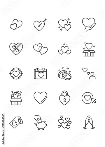 set of valentine's day icons, love, romance, 