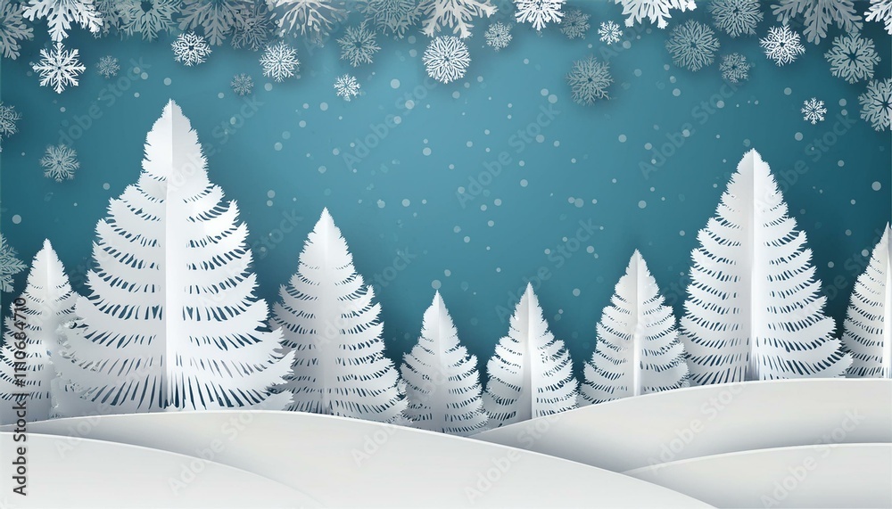 Forest of winter season,Paper vector Illustration Forest of winter season,Paper vector Illustration