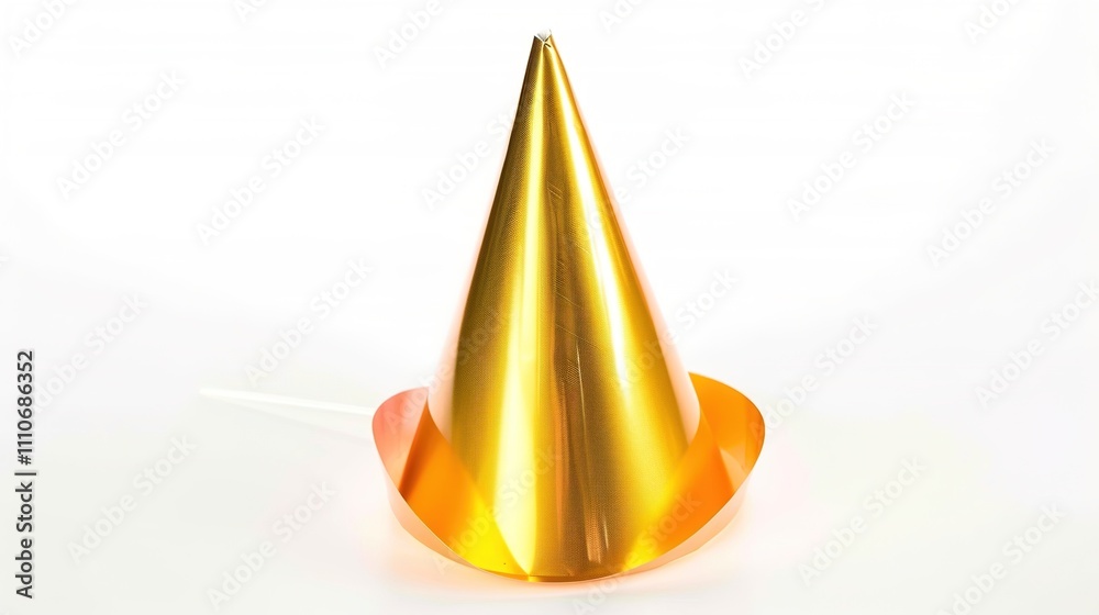 Fototapeta premium Party Hat Isolated on White Background - A Festive and Colorful Decoration Element. The Bright and Cheerful Party Hat Standing Alone on the Pure White Background, with Its Fun Shape and Vibrant Colors