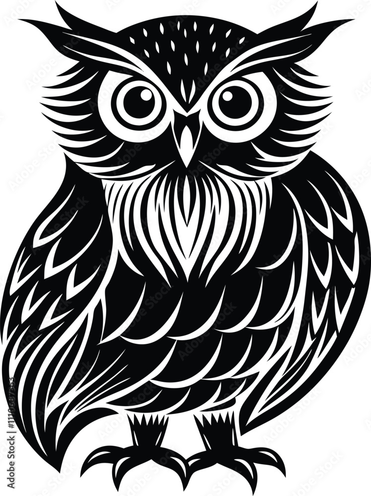 Fototapeta premium owl silhouette isolated on white background