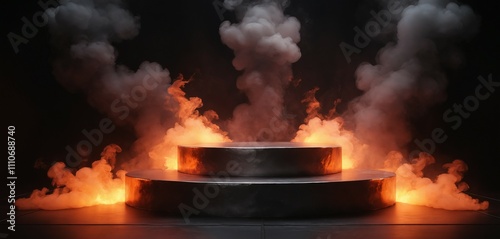 Wallpaper Mural Metallic Podium with Fiery Lights Torontodigital.ca