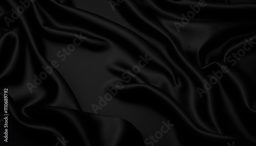 Black gray satin dark fabric texture luxurious shiny that is abstract silk cloth background with patterns soft waves blur beautiful, dramatic atmosphere