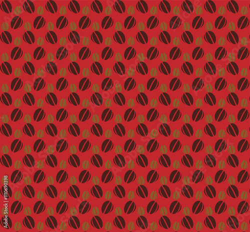Seamless coffee bean pattern. Dark background, brown beans. Perfect for coffee shop branding, packaging, and digital designs