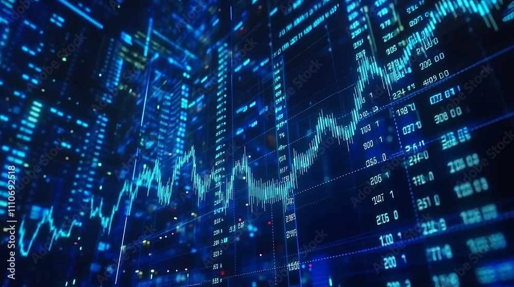 Financial graph and upward arrows in the stock market on dark blue background Financial graph and upward arrows in the stock market on dark blue background