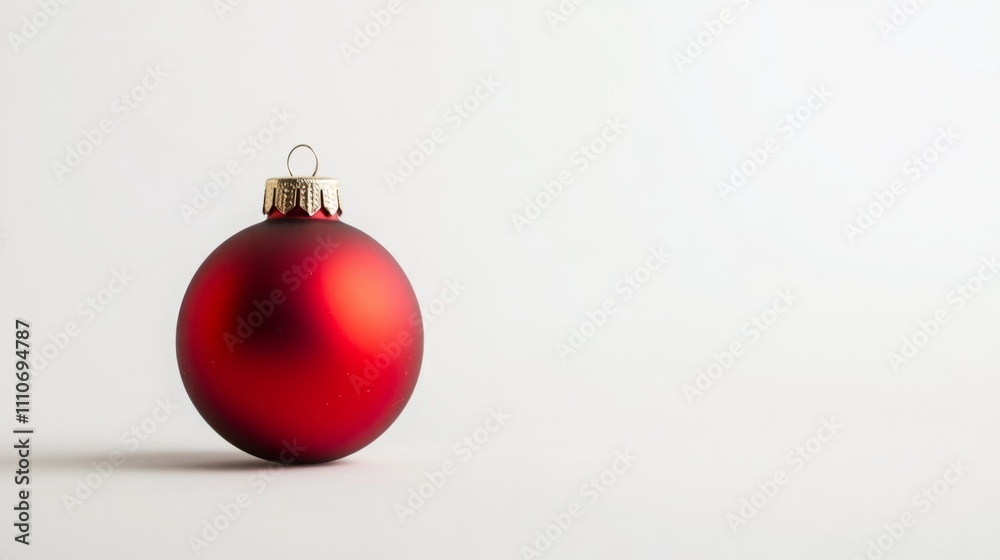 Single red Christmas ornament on white background. Festive decoration. Single red Christmas ornament on white background. Festive decoration.