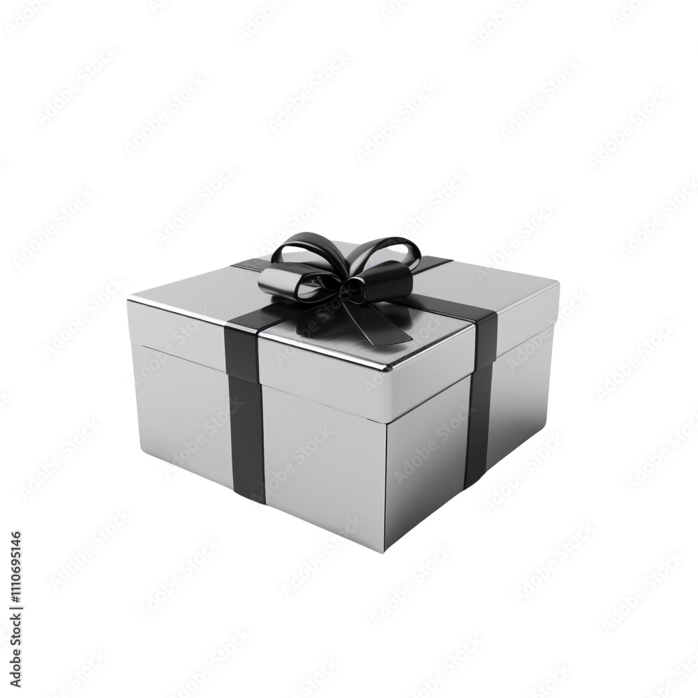 Silver Gift Box with Black Ribbon Silver Gift Box with Black Ribbon