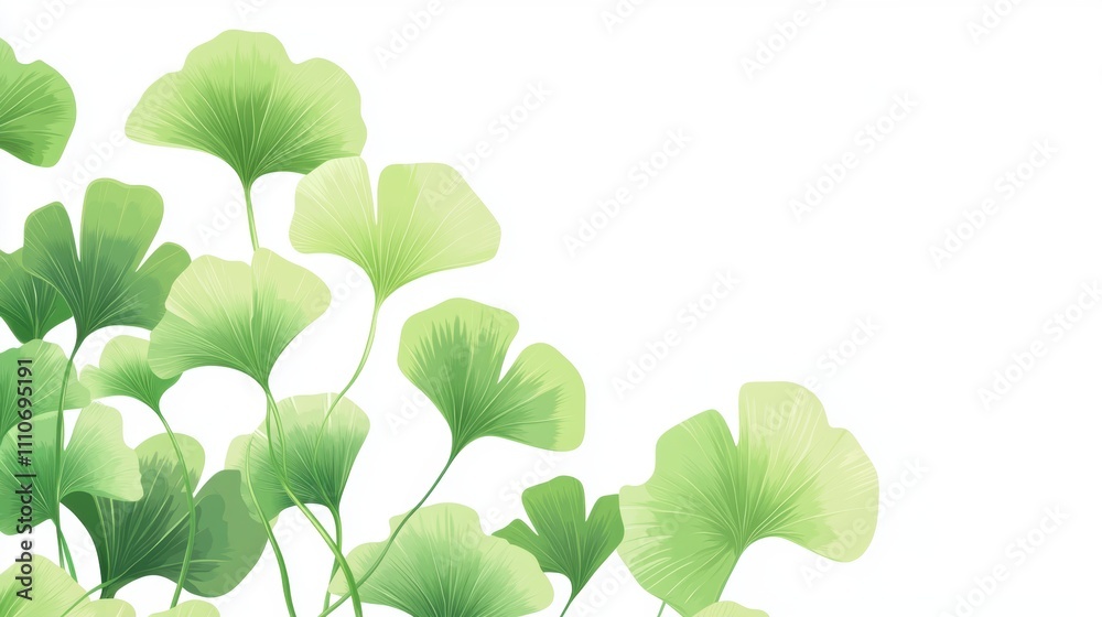 Ginkgo biloba plant leaf closeup view. Ginkgo biloba plant leaf closeup view.