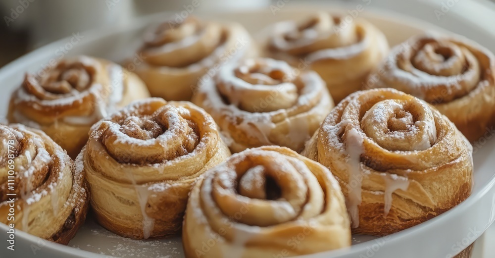 Cinnamon Croissant Rolls Mimicking a Winter Blizzard. AI generated illustration. Cinnamon Croissant Rolls Mimicking a Winter Blizzard. AI generated illustration.