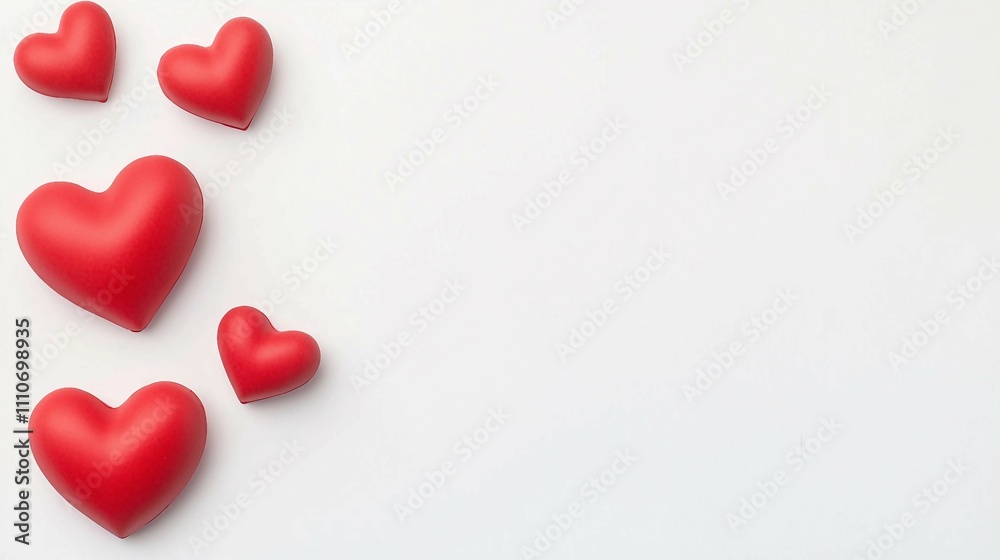 Red Heart Shapes on White Background for Love and Romance Themes Red Heart Shapes on White Background for Love and Romance Themes