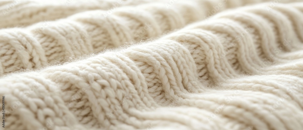 A close-up of a textured cream-colored knitted fabric showcasing its soft, wavy patterns. A close-up of a textured cream-colored knitted fabric showcasing its soft, wavy patterns.