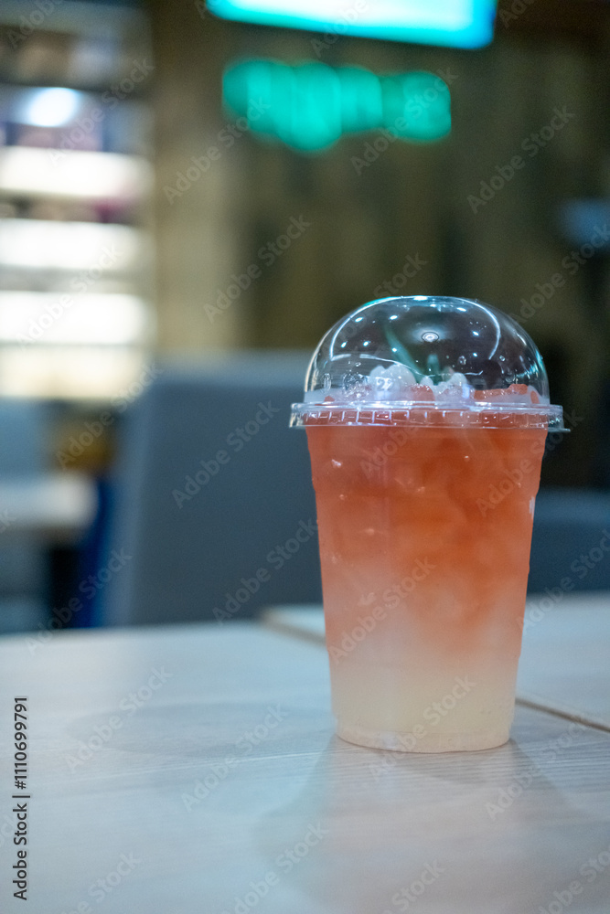 Tropical drink juice on the wooden table