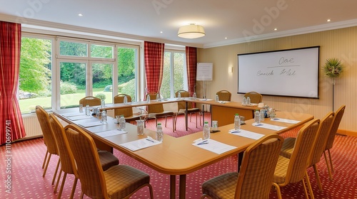 Business meeting room with vacant chairs, symbolizing the importance of preparation and anticipation in professional environments.