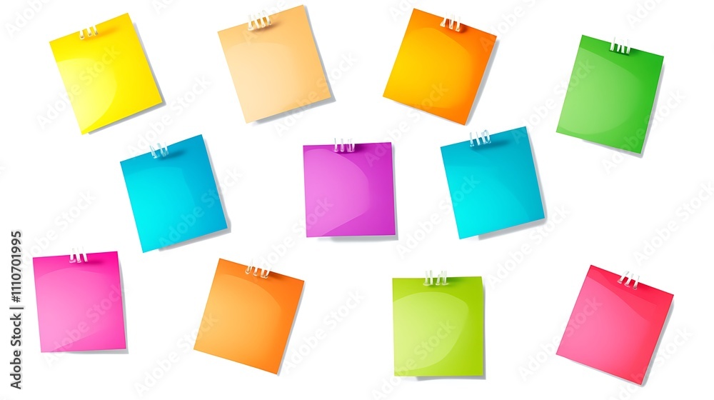 Sticky notes in various colors on a white background Sticky notes in various colors on a white background