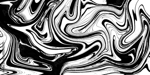Black and white modern fluid marble background. Abstract liquid painting design.